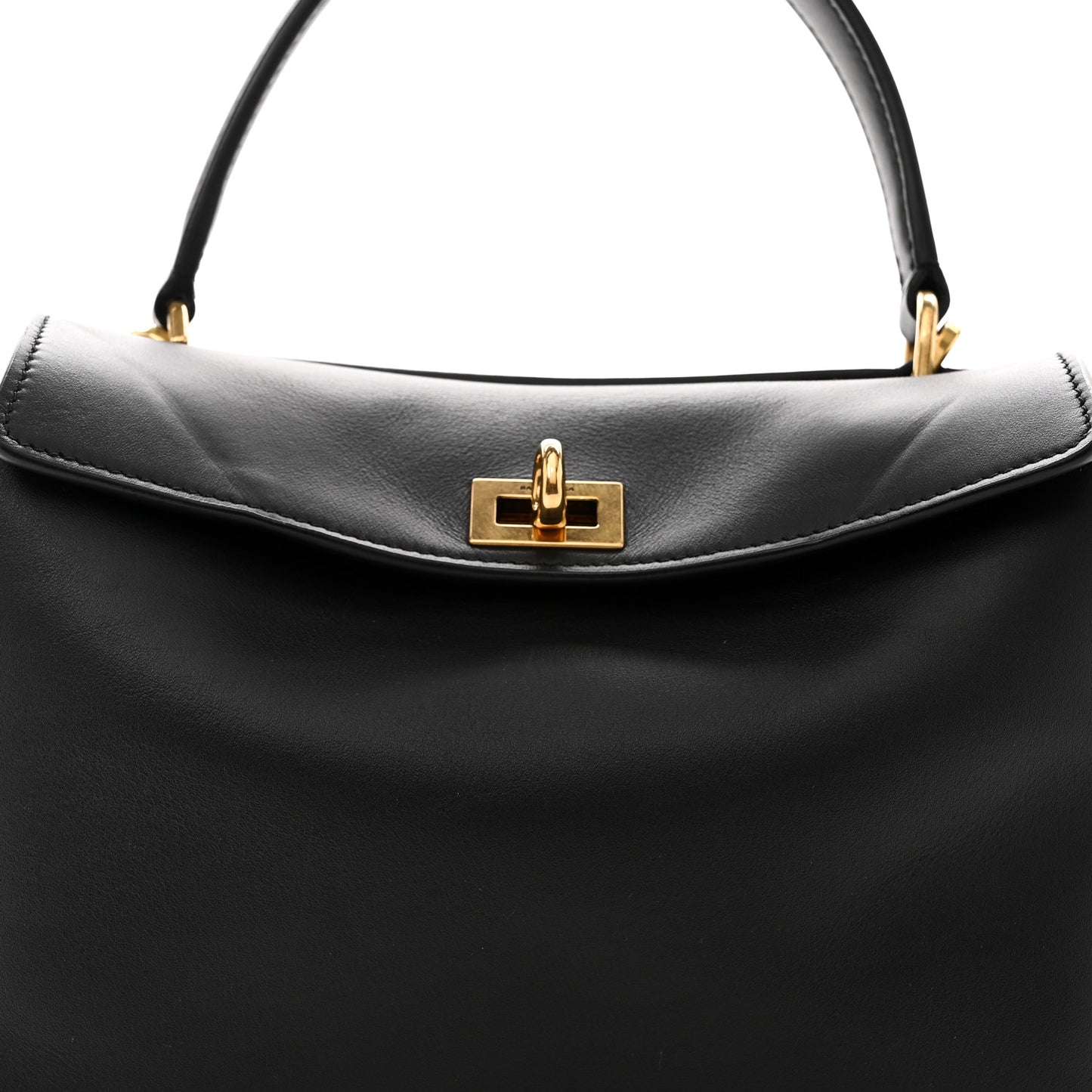 Natural Smooth Calfskin Mini Rodeo Top Handle Handbag Black