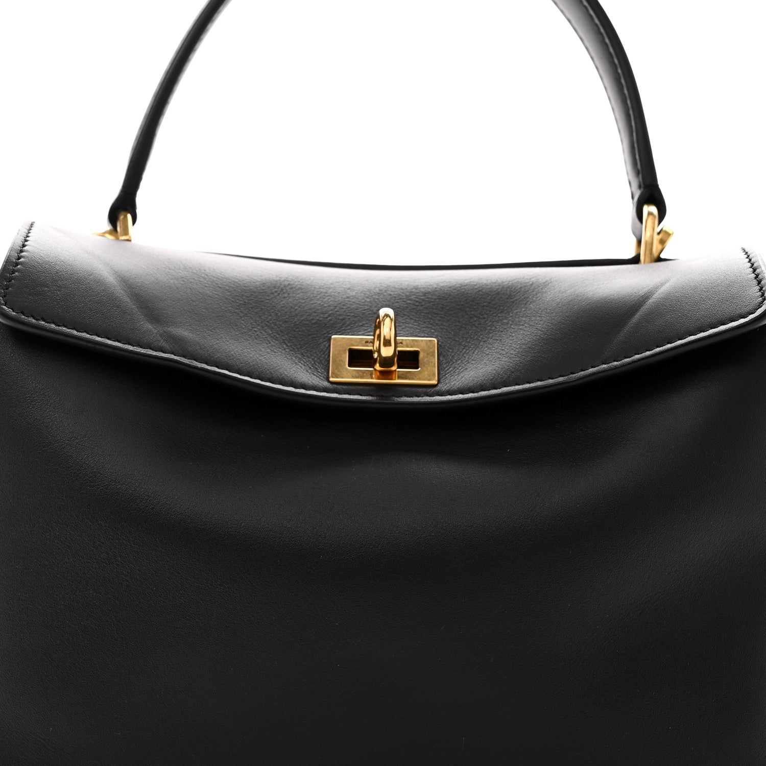 Balenciaga Natural Smooth Calfskin Mini Rodeo Top Handle Handbag Black 6 of 8