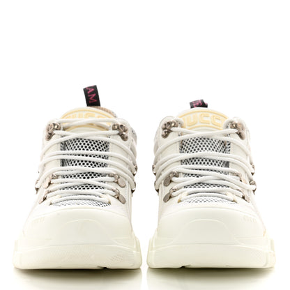 Gucci X SEGA Mesh Calfskin Suede Removable Crystals Womens Flashtrek Sneakers 38.5 Great White 2 of 14