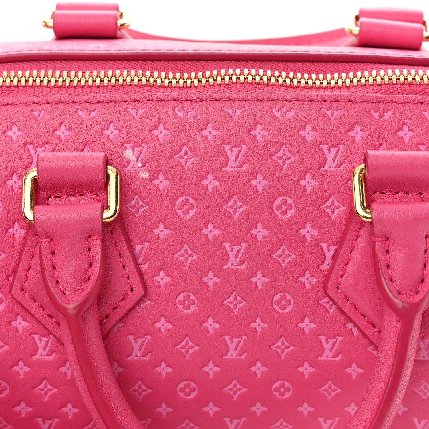 Louis Vuitton Calfskin Nanogram Embossed Speedy Bandouliere 20 Rose 15 of 17