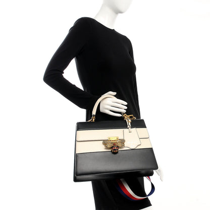 Gucci Calfskin Sylvie Web Large Queen Margaret Top Handle Bag Black Mystic White 3 of 10
