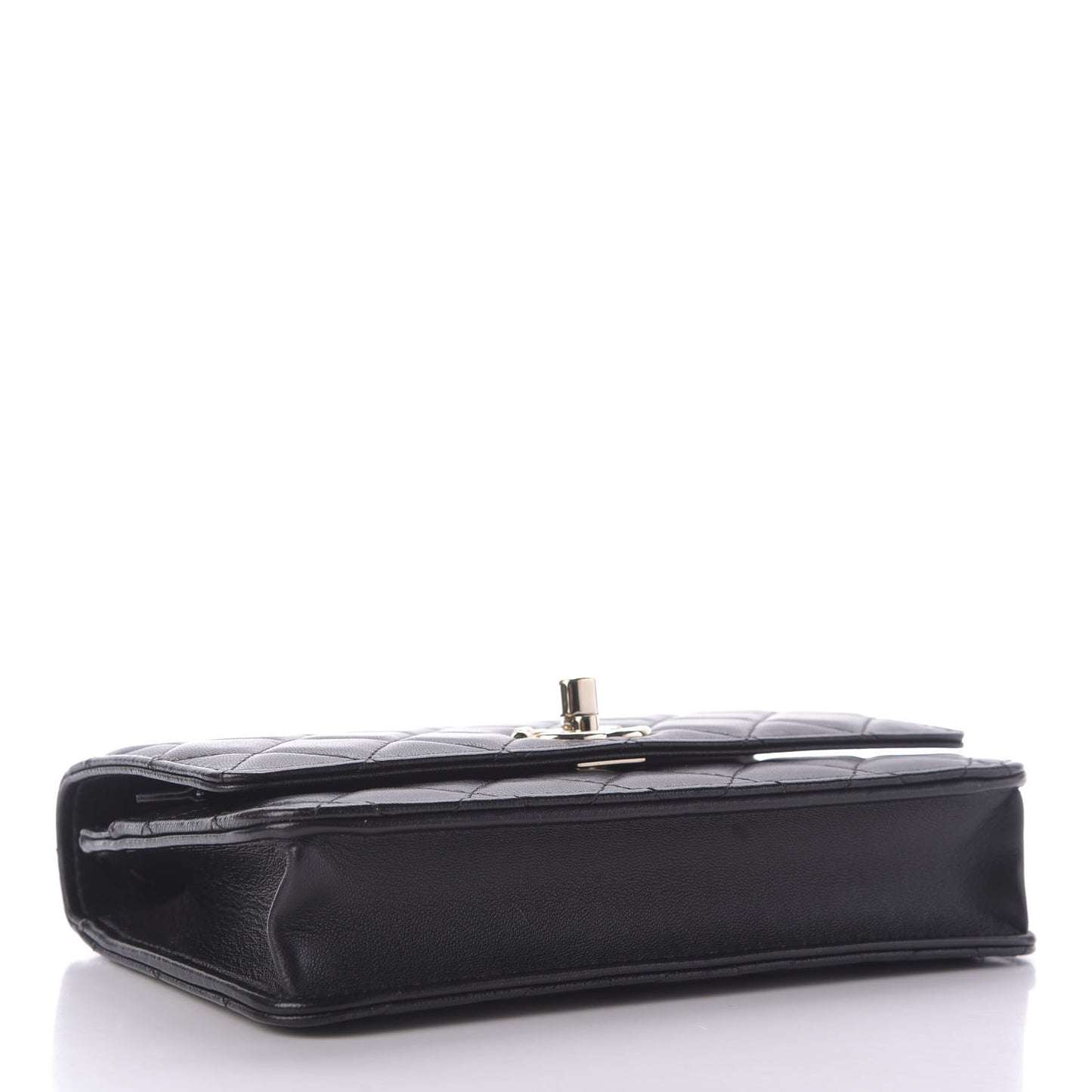 Lambskin Quilted Trendy CC Wallet On Chain WOC Black