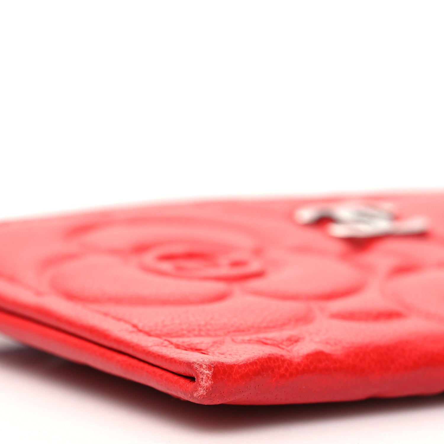 Chanel Lambskin Camellia Embossed Card Holder Red 9 of 10