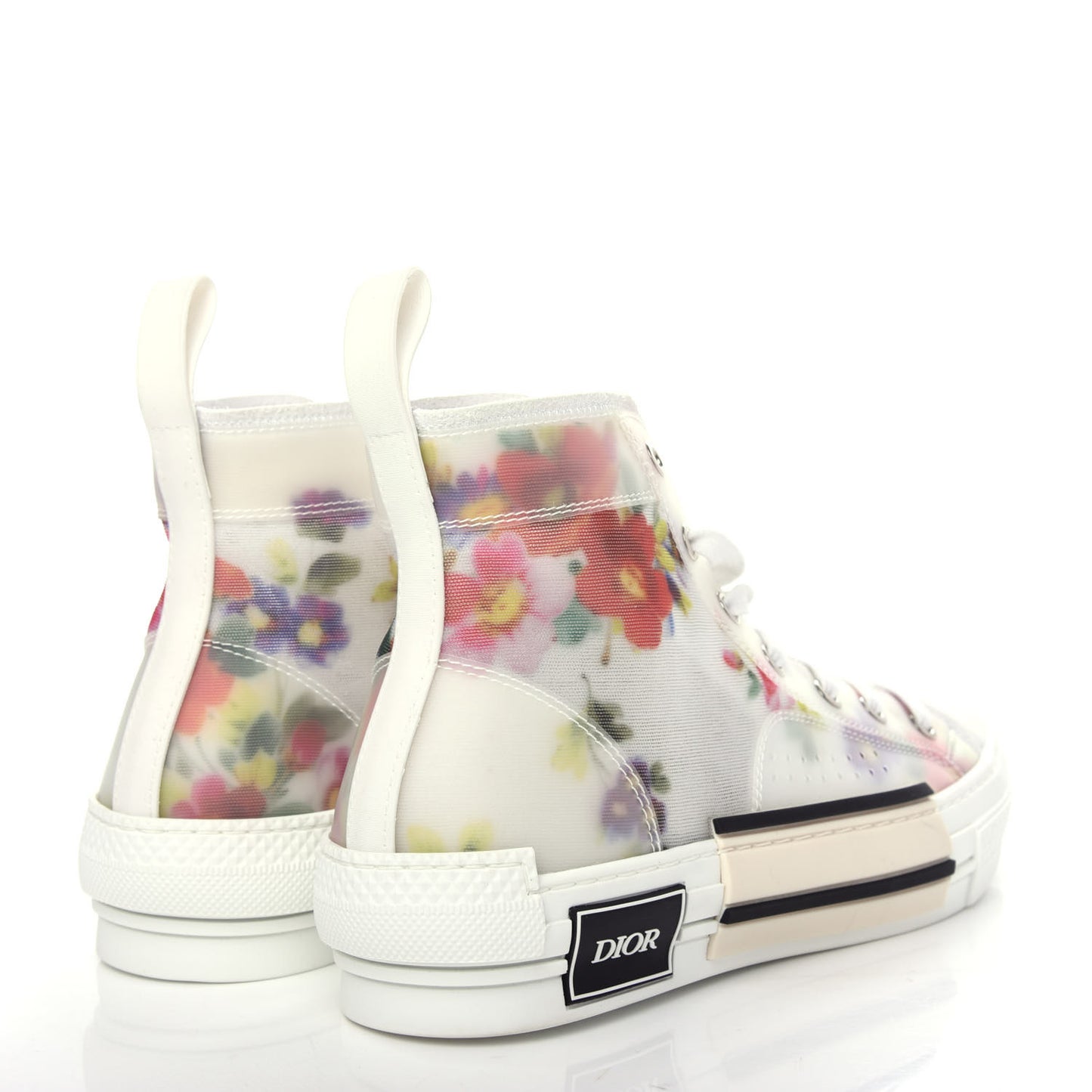 Technical Canvas Flowers Mens B23 High Top Sneakers 38 White