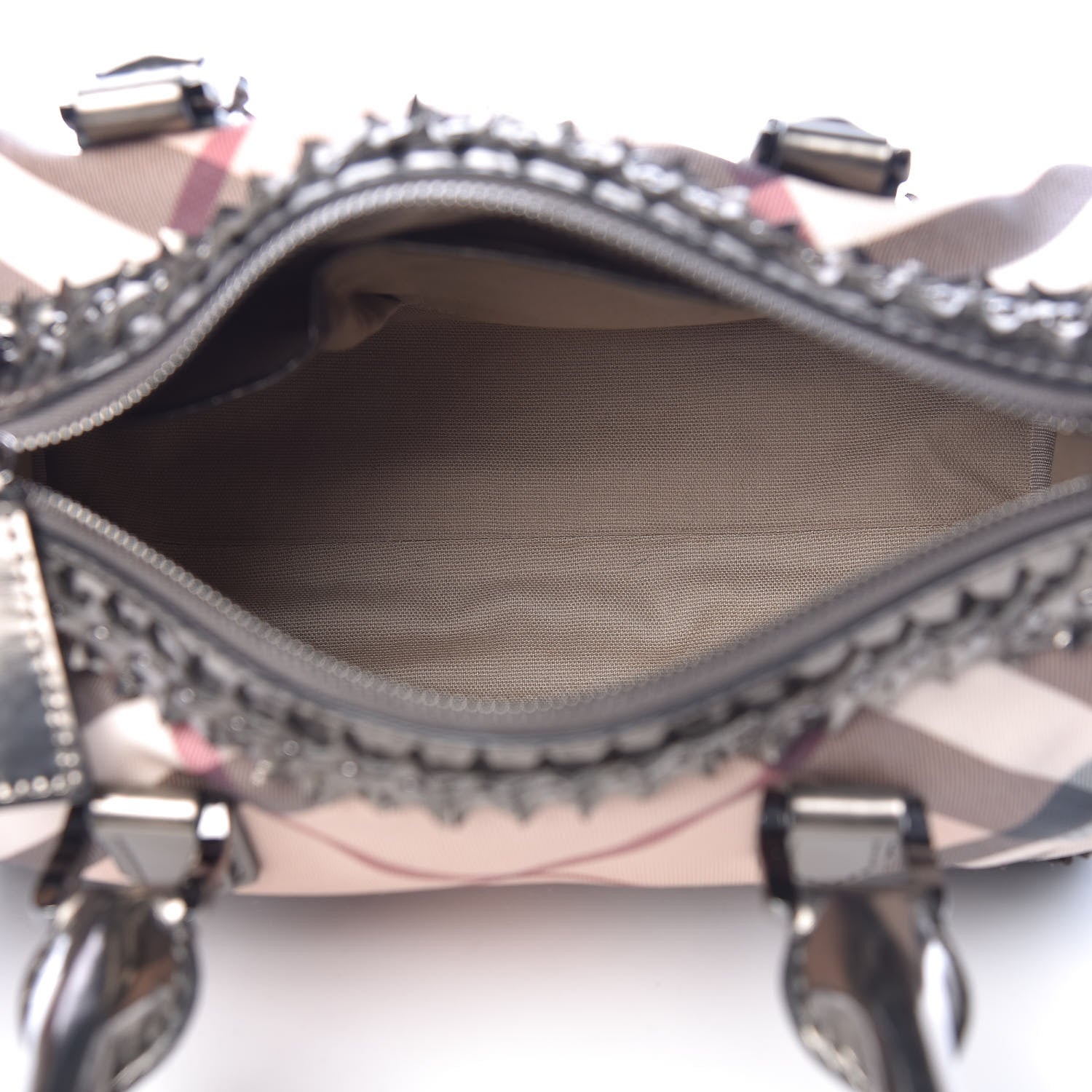 Burberry Patent Supernova Check Studded Stars Chester Bowling Bag Dark Nickel 5 of 10