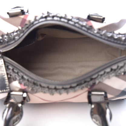 Burberry Patent Supernova Check Studded Stars Chester Bowling Bag Dark Nickel 5 of 10