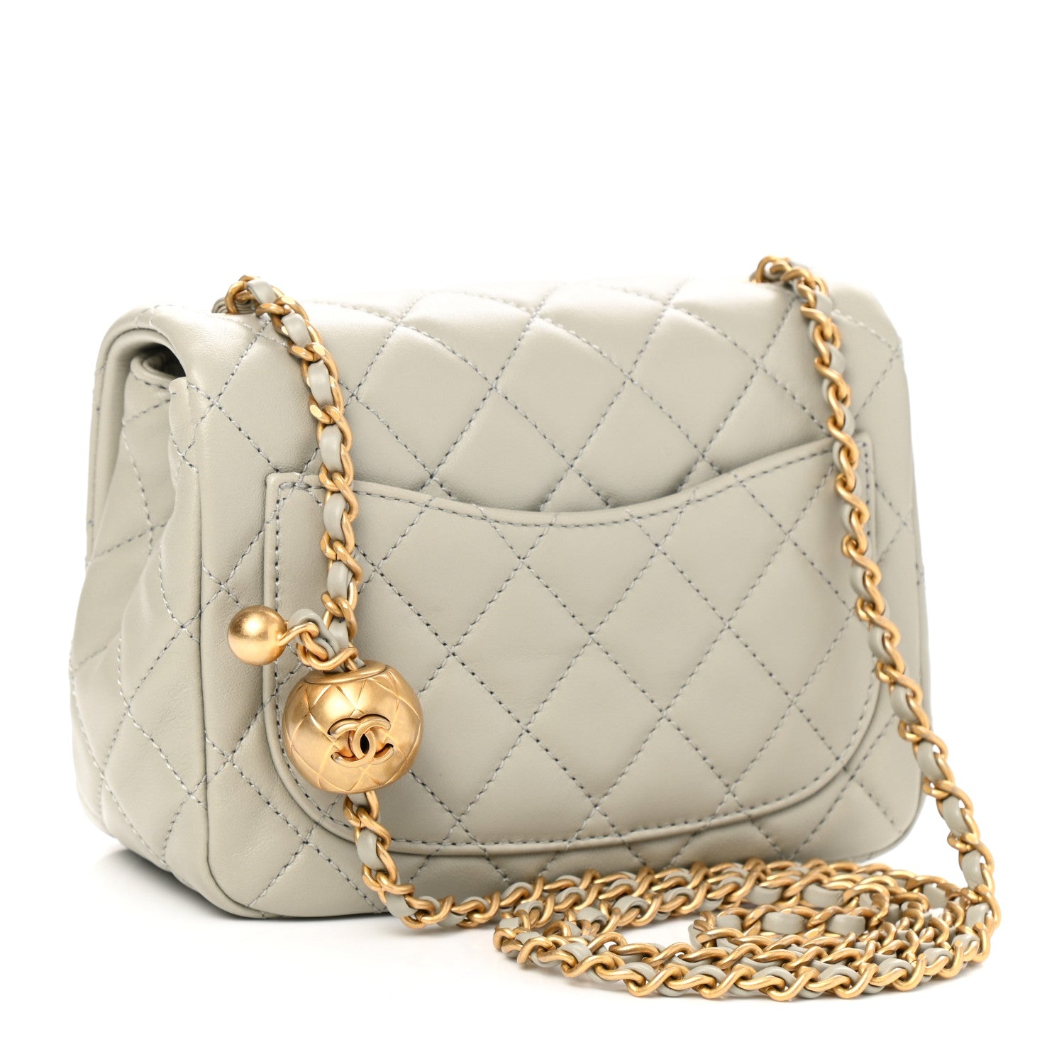 Chanel Lambskin Quilted Mini Pearl Crush Flap Light Grey 3 of 11
