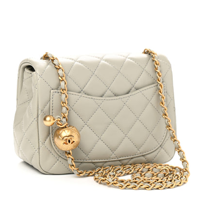 Chanel Lambskin Quilted Mini Pearl Crush Flap Light Grey 3 of 11