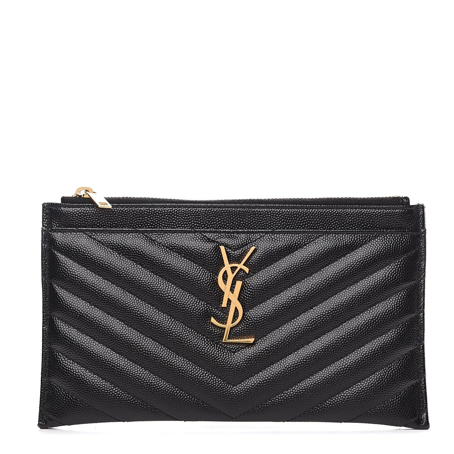 Grain De Poudre Chevron Monogram Bill Pouch Black