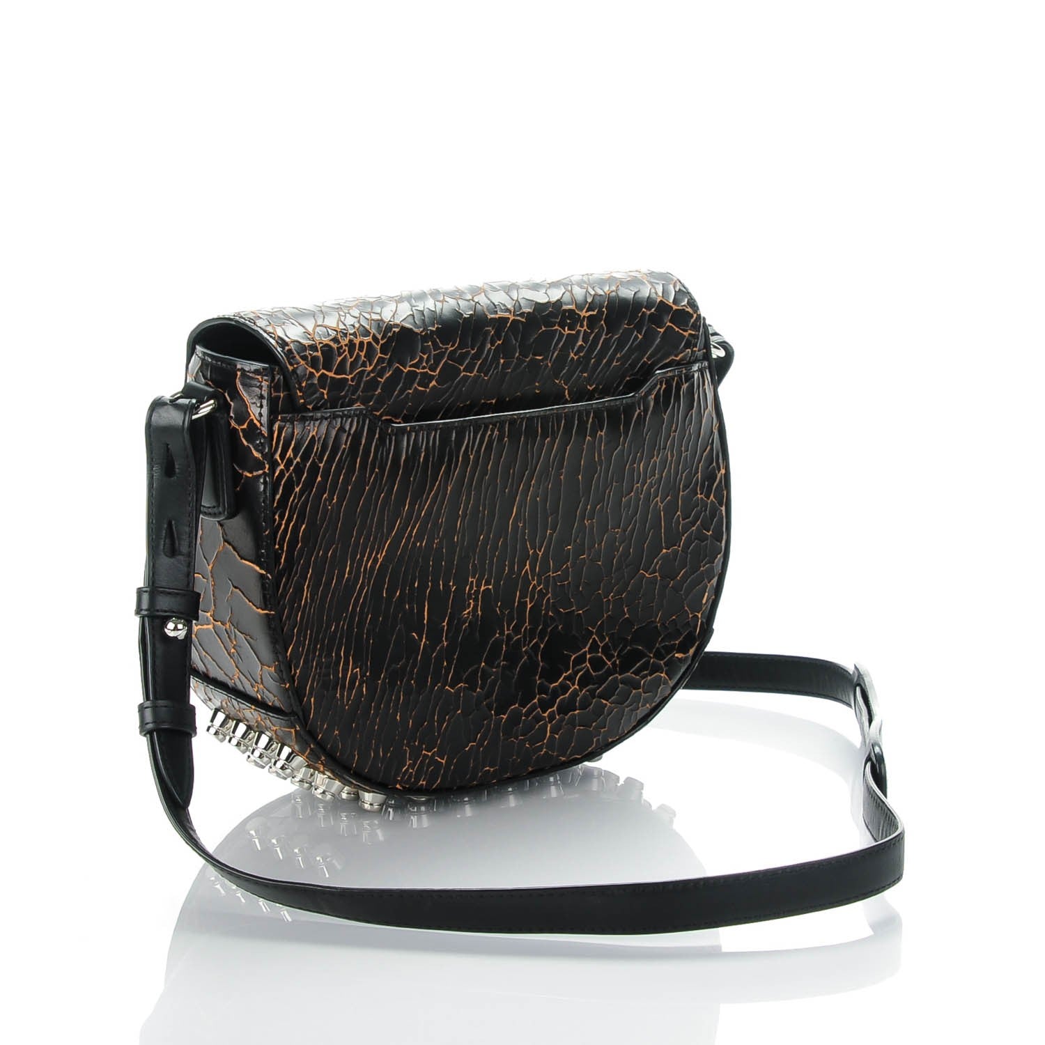 Alexander Wang Cracked Calfskin Lia Sling Black Silver Hardware 3 of 7