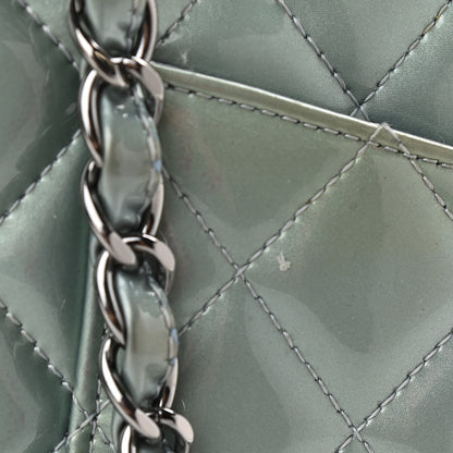 Chanel Patent Calfskin Quilted Medium Double Flap Turquoise 13 of 17