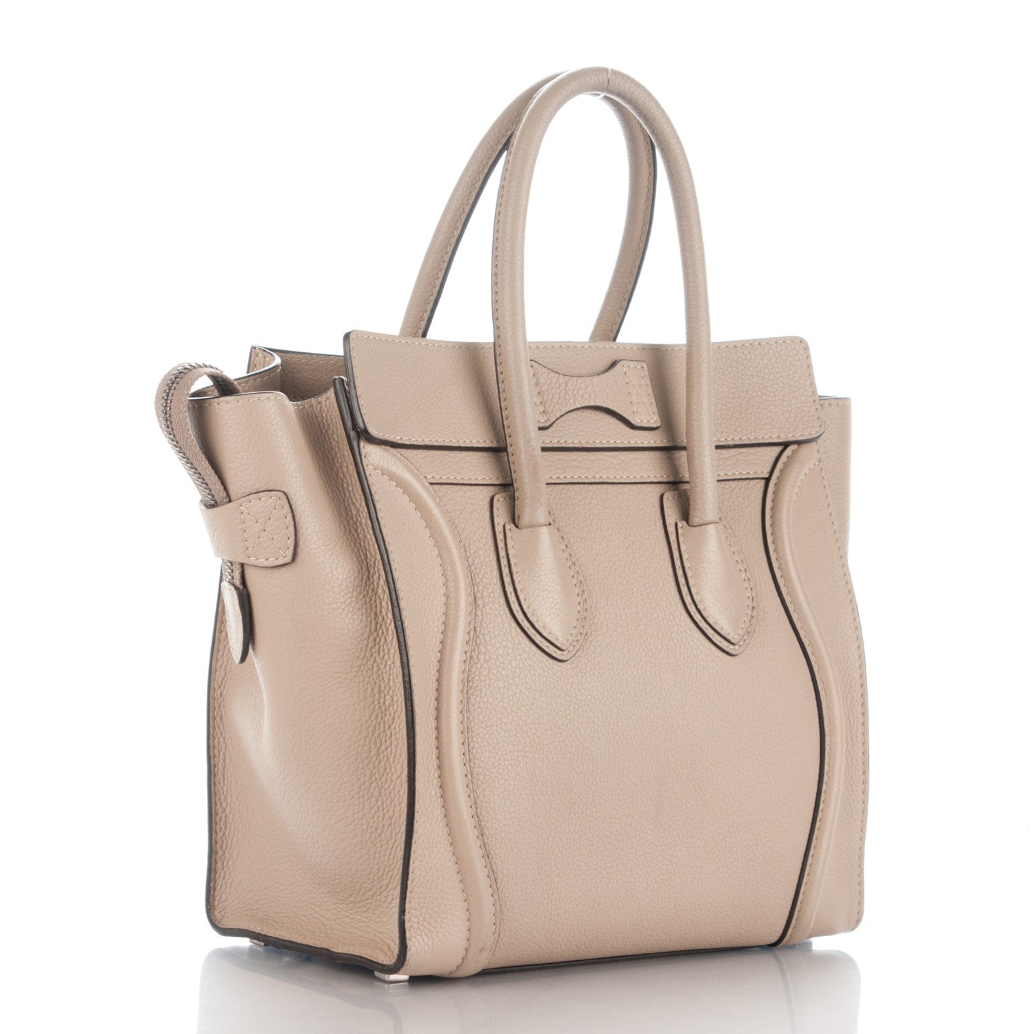 Celine Drummed Calfskin Micro Luggage Dune 3 of 10