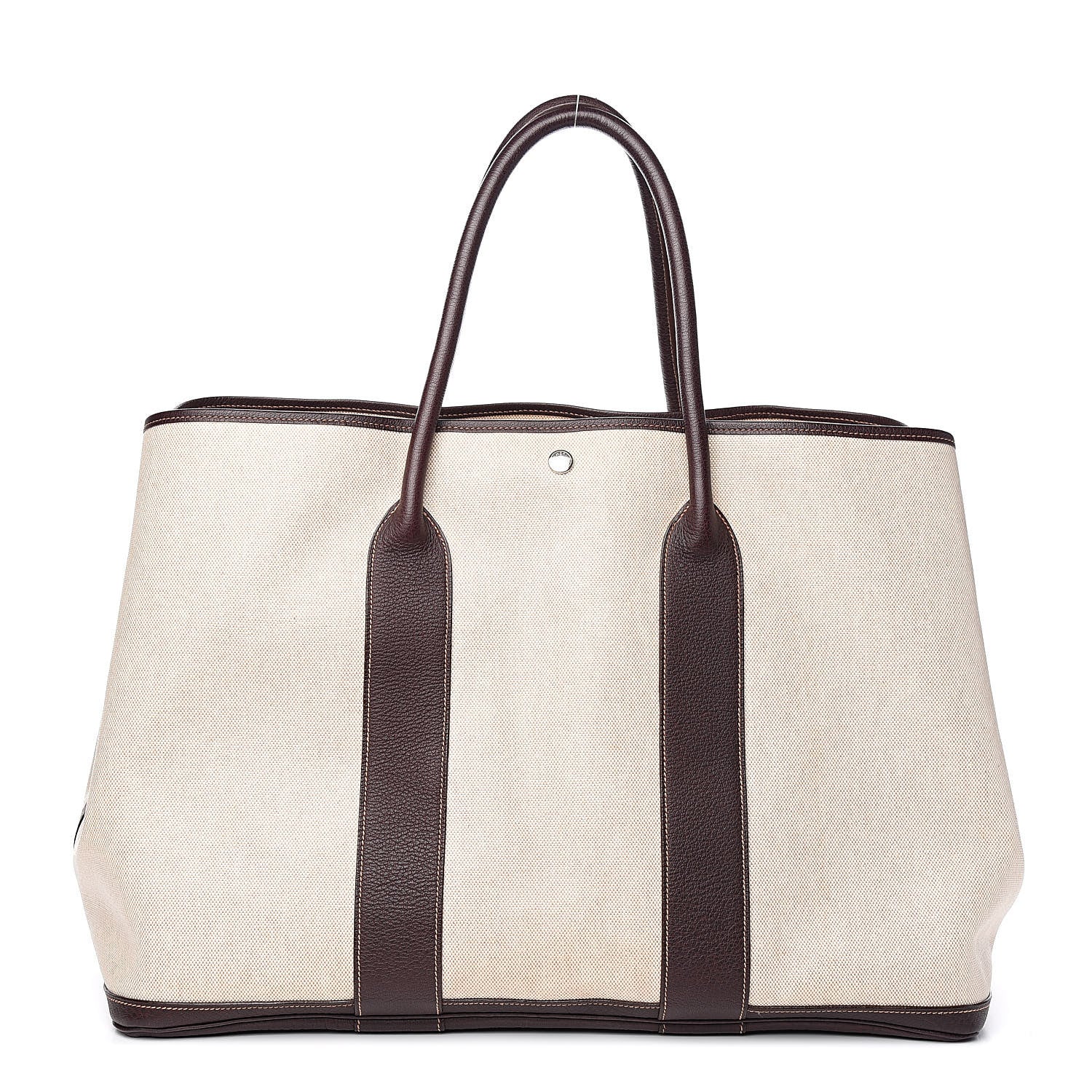 Hermes Toile Buffle Gala Garden Party Tote 49 GM Marron Fonce 1 of 15