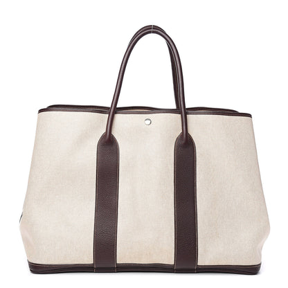 Hermes Toile Buffle Gala Garden Party Tote 49 GM Marron Fonce 1 of 15