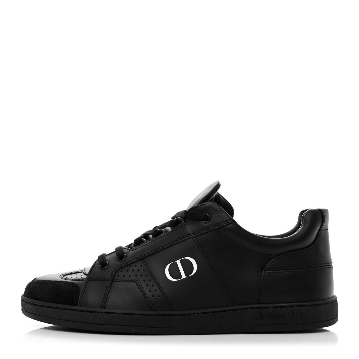 CHRISTIAN DIOR Calfskin Suede Logo Sneakers 39 Black