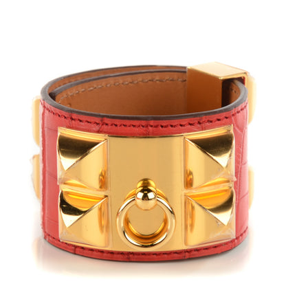 Hermes Matte Alligator Collier De Chien CDC Bracelet S Geranium 1 of 7