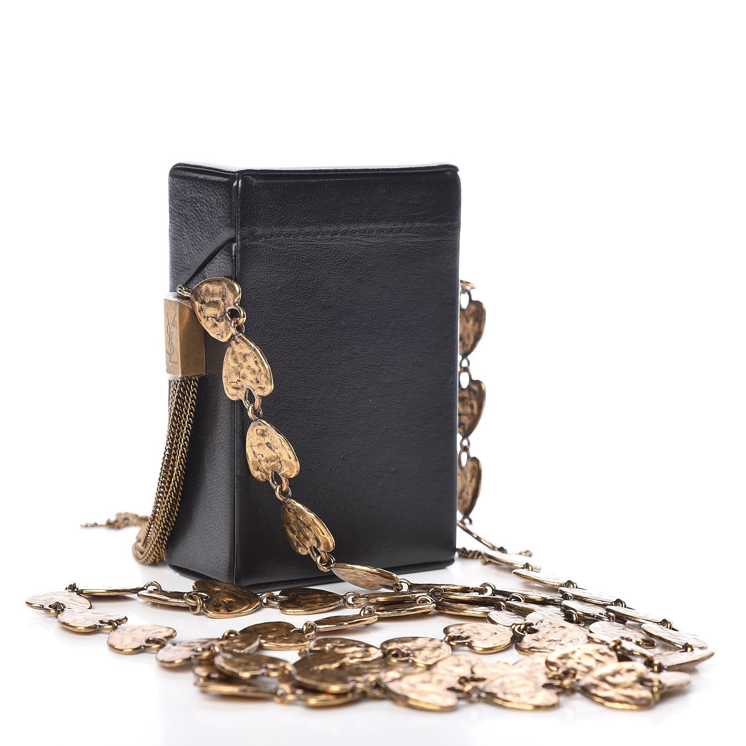 Saint Laurent Lambskin Smoking Box Heart Motif Crossbody Black 3 of 6