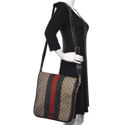 Gucci GG Plus Monogram Web Large Flap Messenger Bag Beige Dark Brown 2 of 12