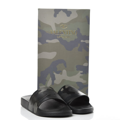 Valentino Garavani Rubber Camo Slide Sandals 40 Black 8 of 8