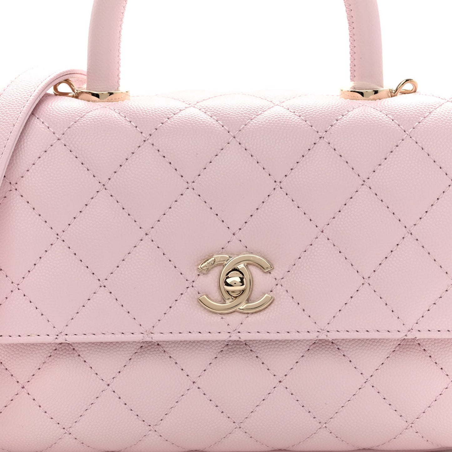 Caviar Quilted Mini Coco Handle Flap Light Pink