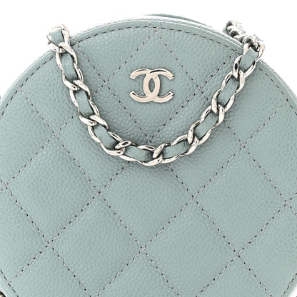 Chanel Caviar Quilted Round Clutch With Chain Light Blue 8 of 10