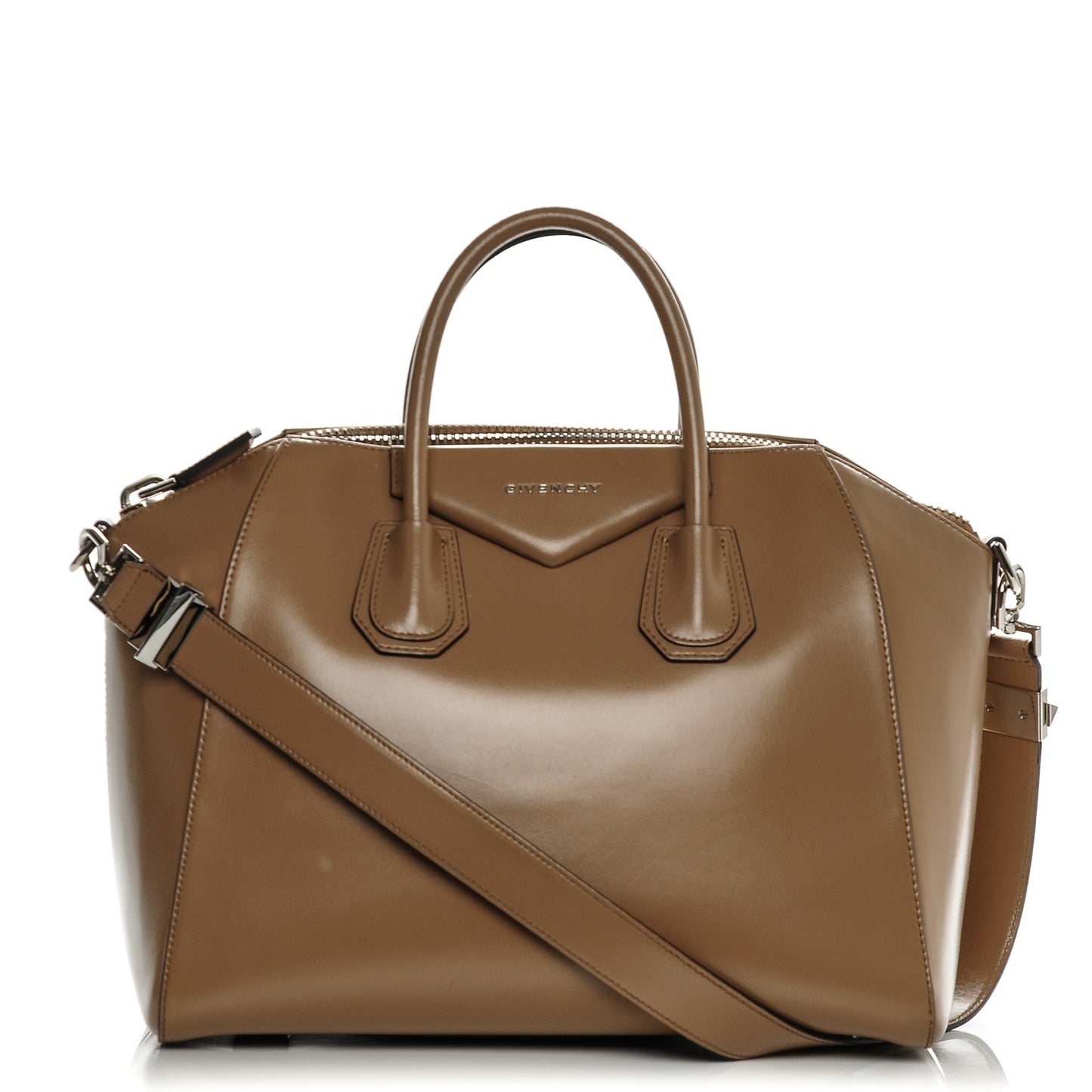 Shiny Lord Calfskin Medium Antigona Dark Beige