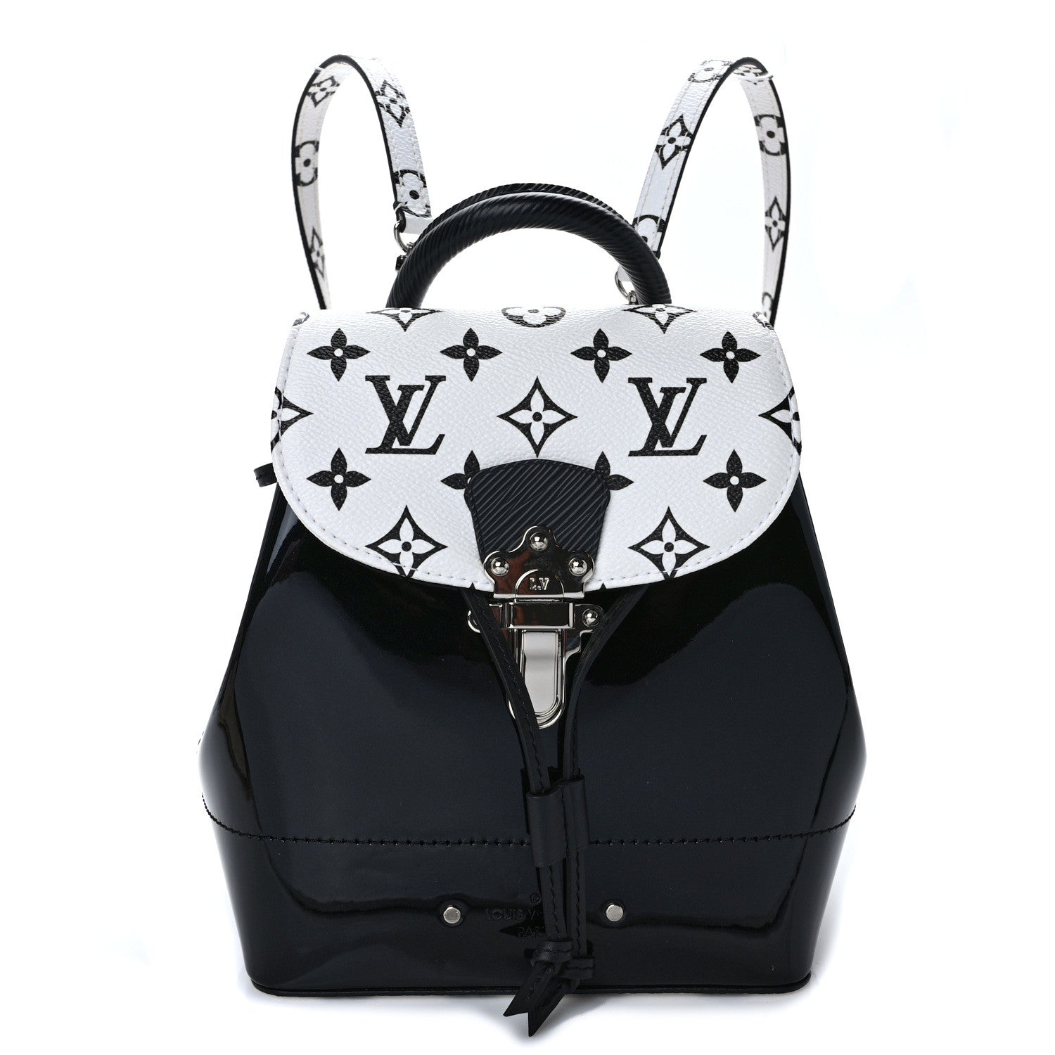Louis Vuitton Patent Monogram Hot Springs Backpack Black White 1 of 10