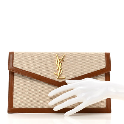 Saint Laurent Canvas Uptown Pouch Natural Beige Brick 2 of 7