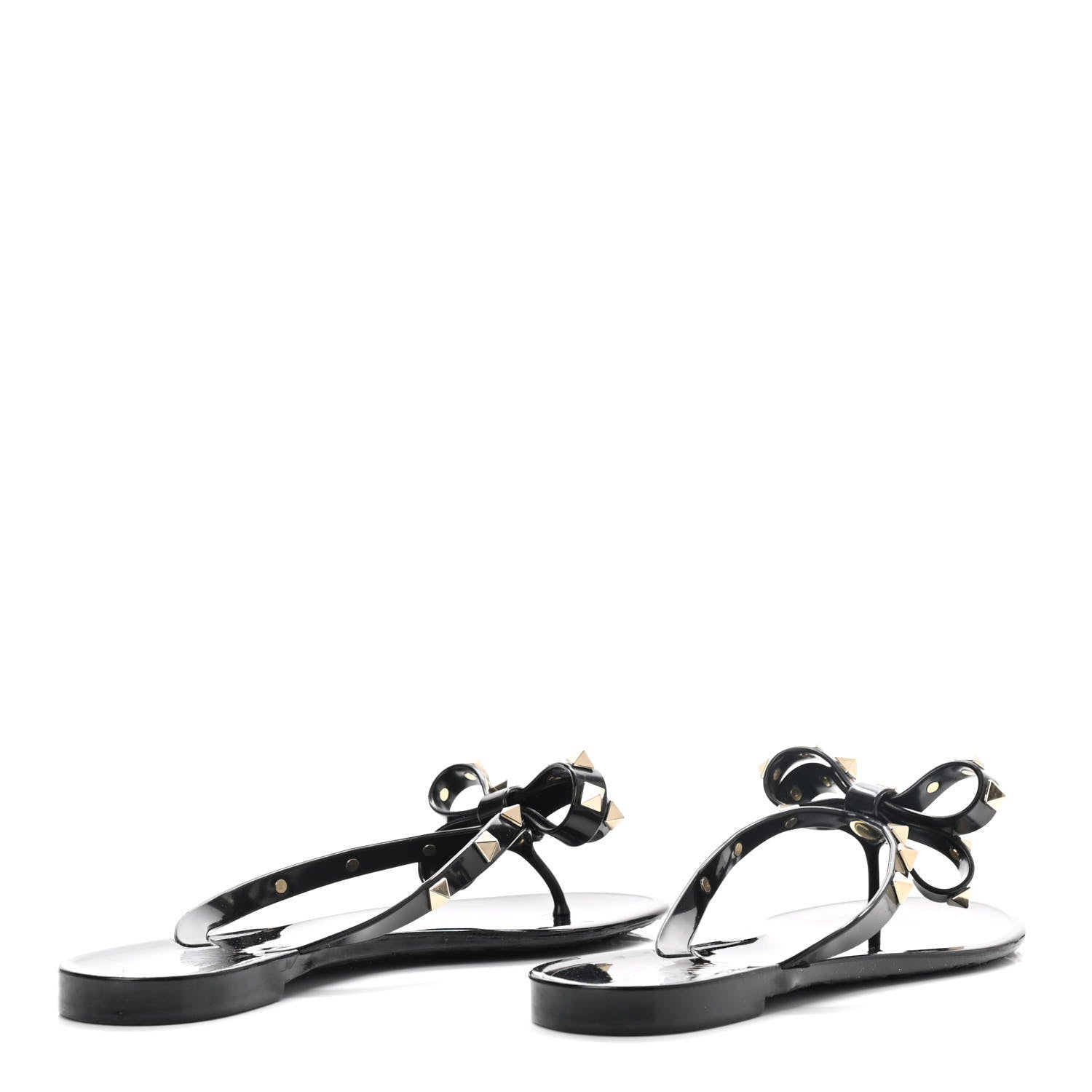 Valentino Garavani PVC Jelly Rockstud Bow Thong Sandals 37 Black 3 of 7