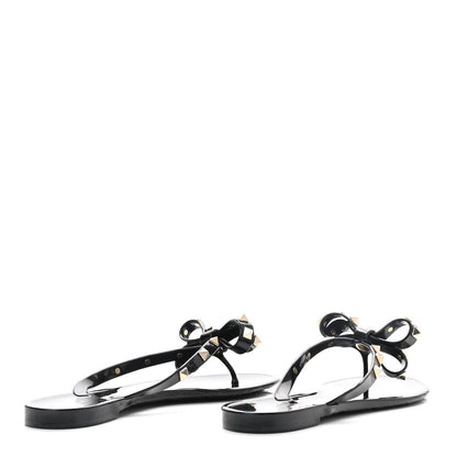 Valentino Garavani PVC Jelly Rockstud Bow Thong Sandals 37 Black 3 of 7