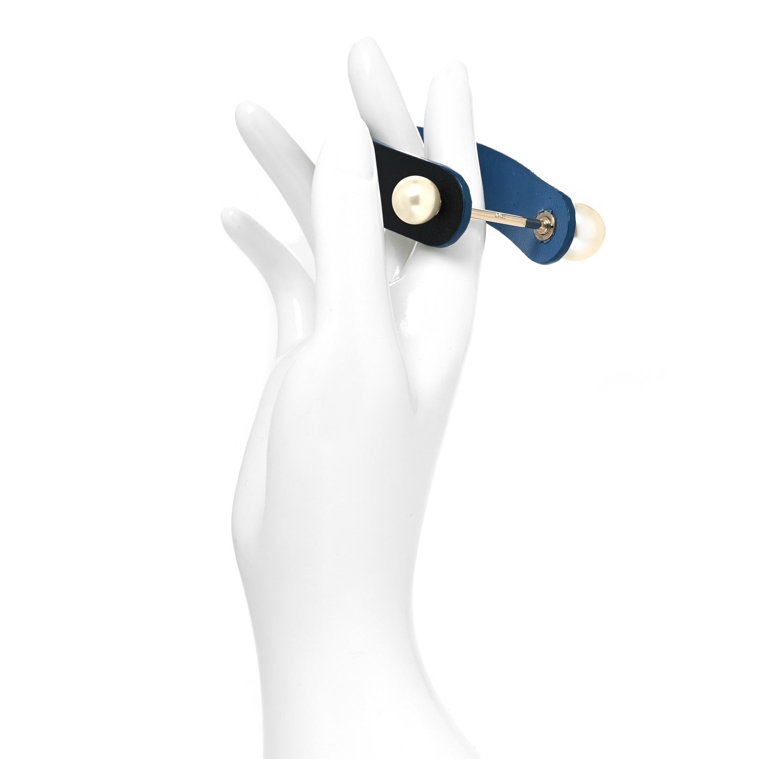 Christian Dior Calfskin Pearl Bracelet M Black Blue 2 of 5