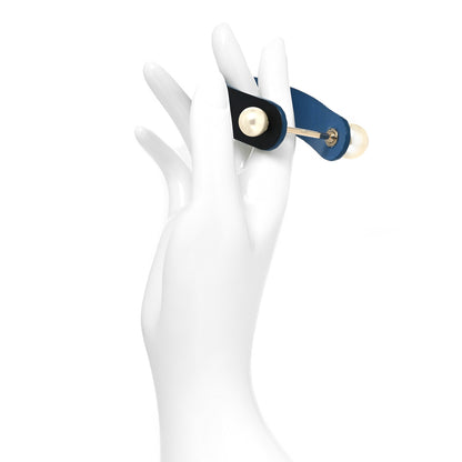 Christian Dior Calfskin Pearl Bracelet M Black Blue 2 of 5