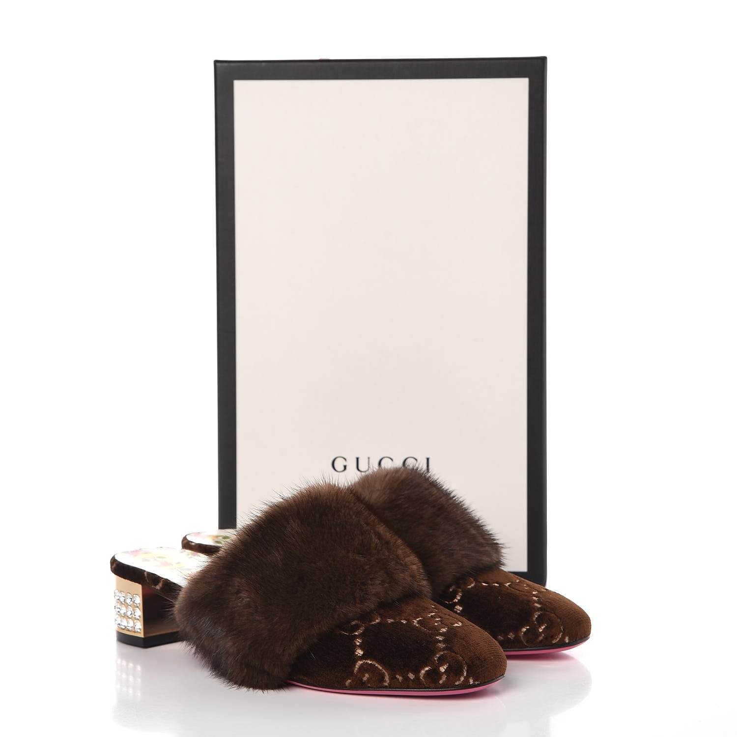 Gucci Mink Velvet GG Monogram Candy Mules 37.5 Scan Brown Brown 9 of 9