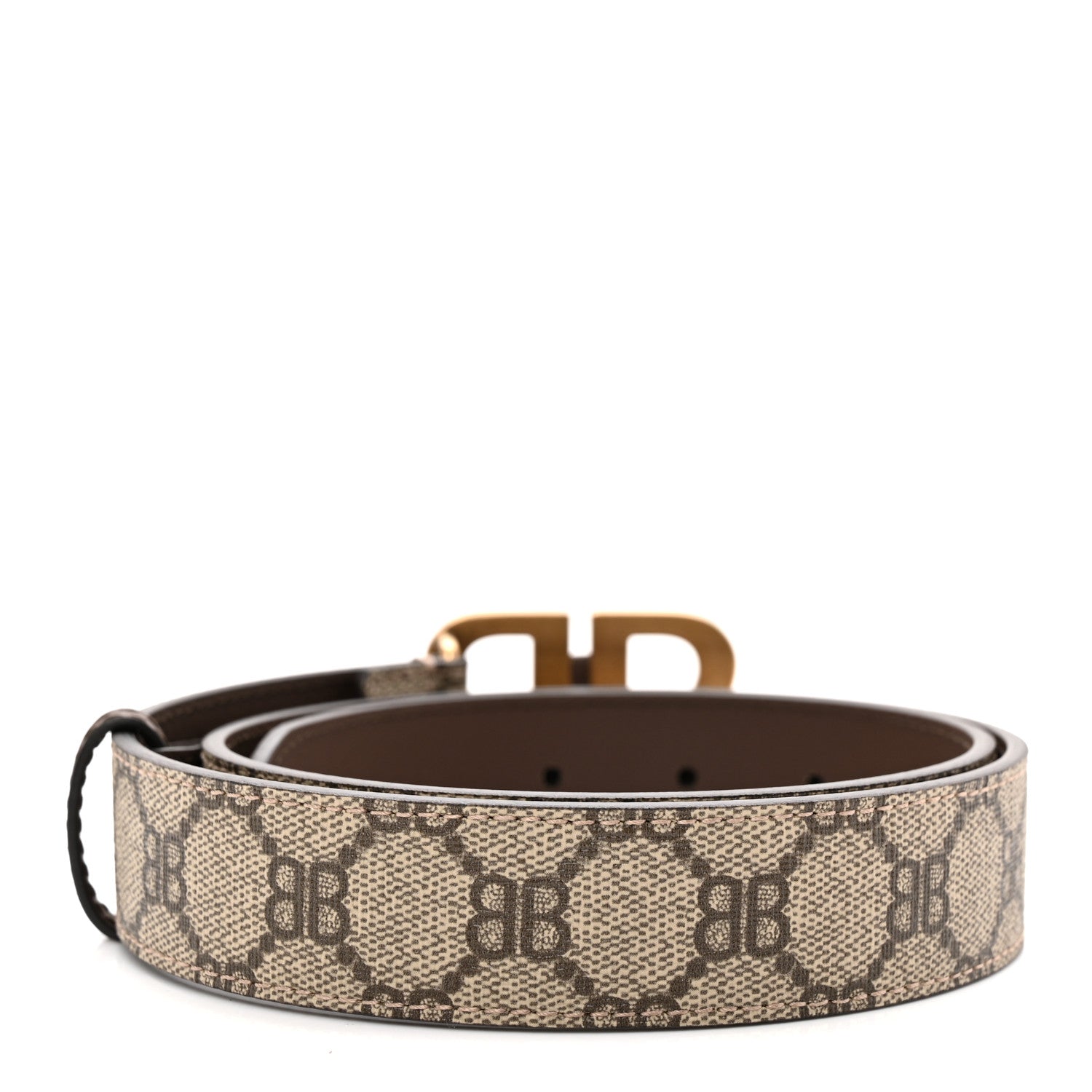 Gucci X BALENCIAGA BB Supreme Monogram Belt 80 32 Beige Ebony 2 of 7