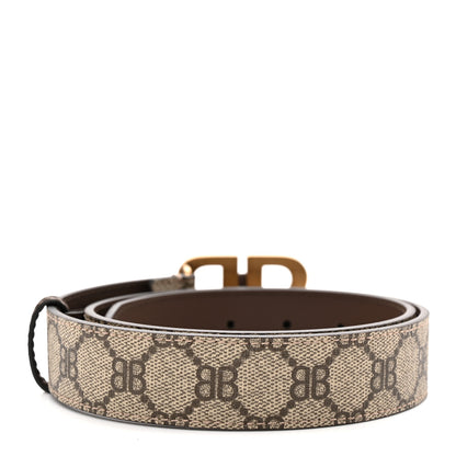 Gucci X BALENCIAGA BB Supreme Monogram Belt 80 32 Beige Ebony 2 of 7