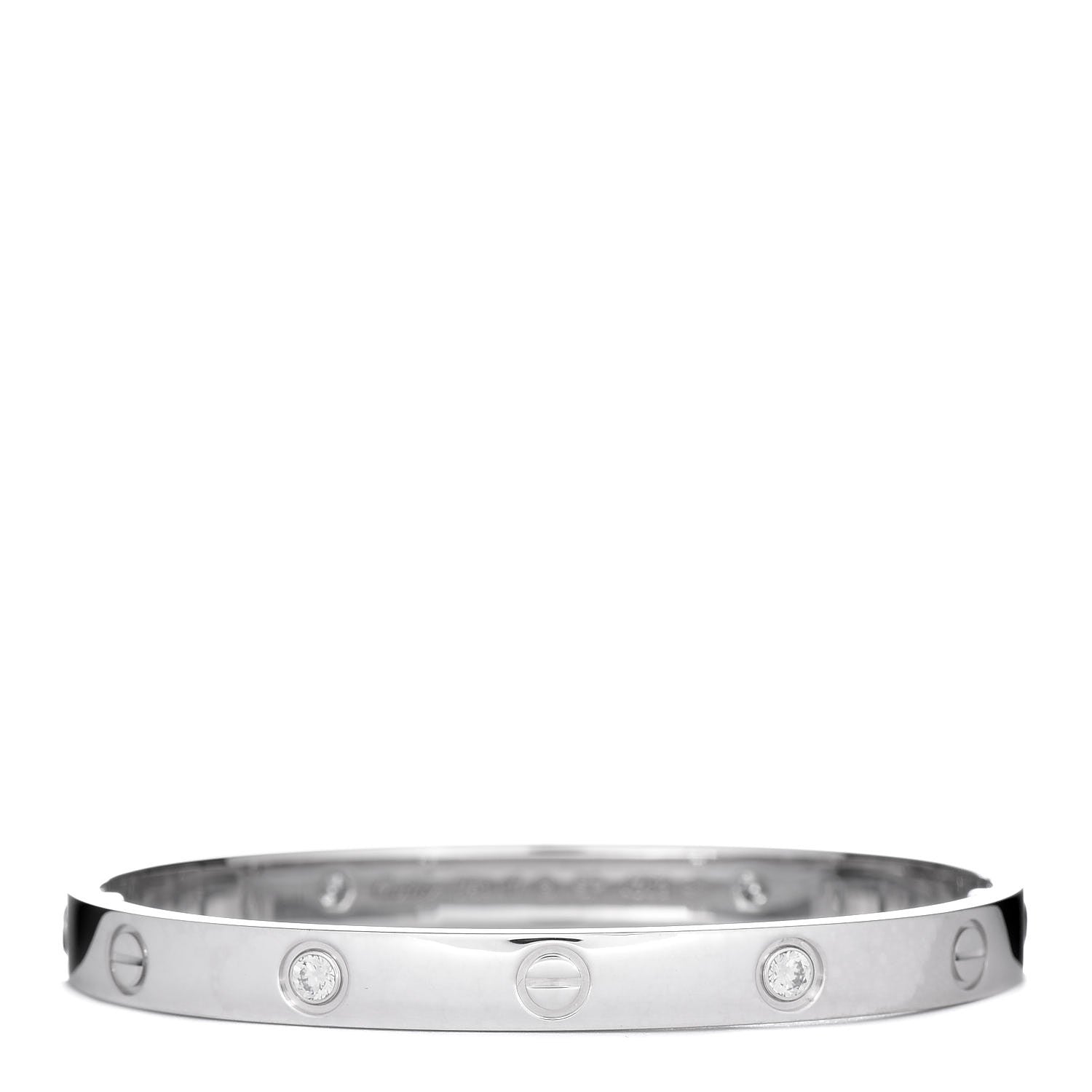 Cartier 18K White Gold 4 Diamond LOVE Bracelet 17 1 of 5