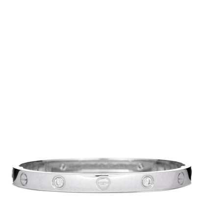 Cartier 18K White Gold 4 Diamond LOVE Bracelet 17 1 of 5