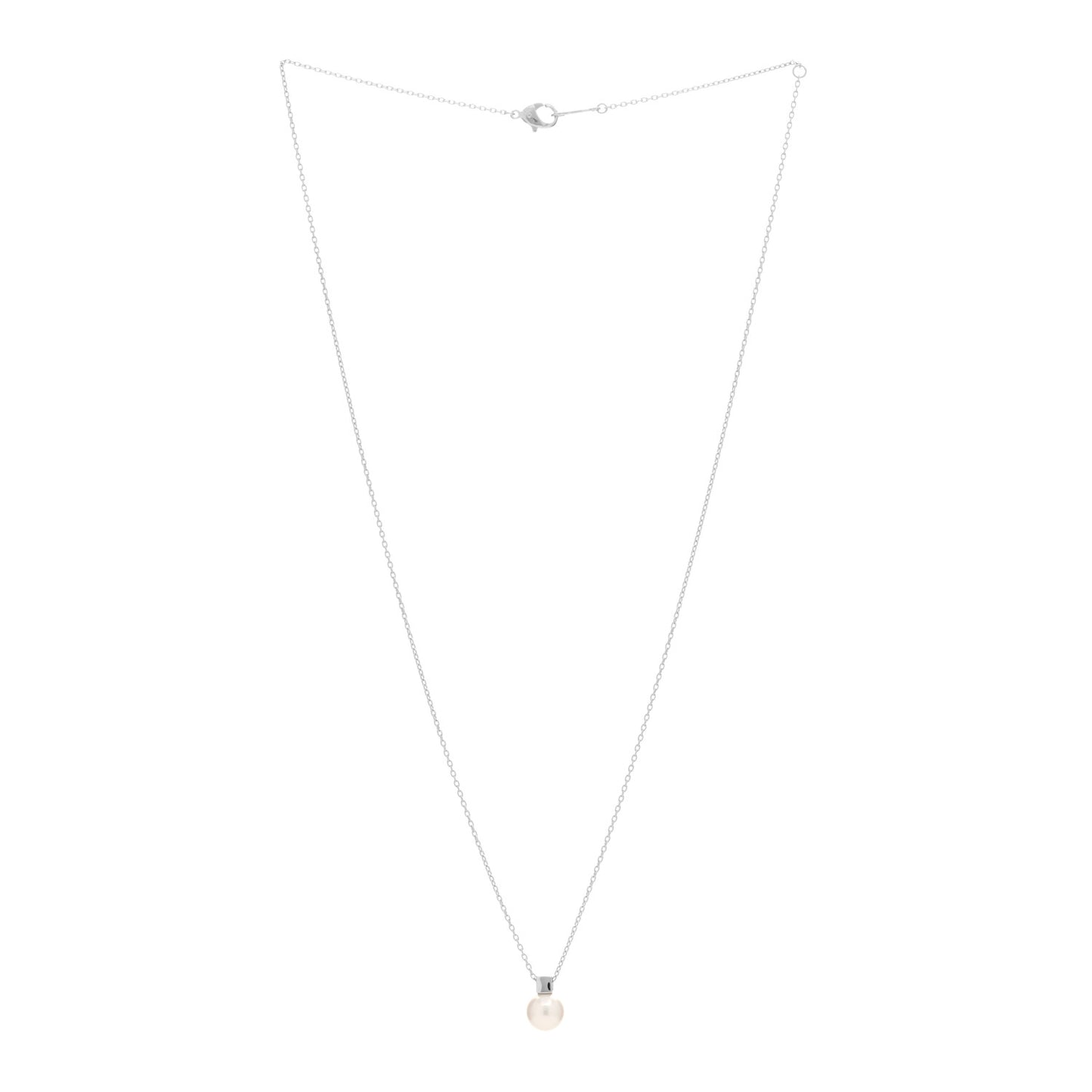 18K White Gold Akoya Pearl 7mm Pendant Necklace