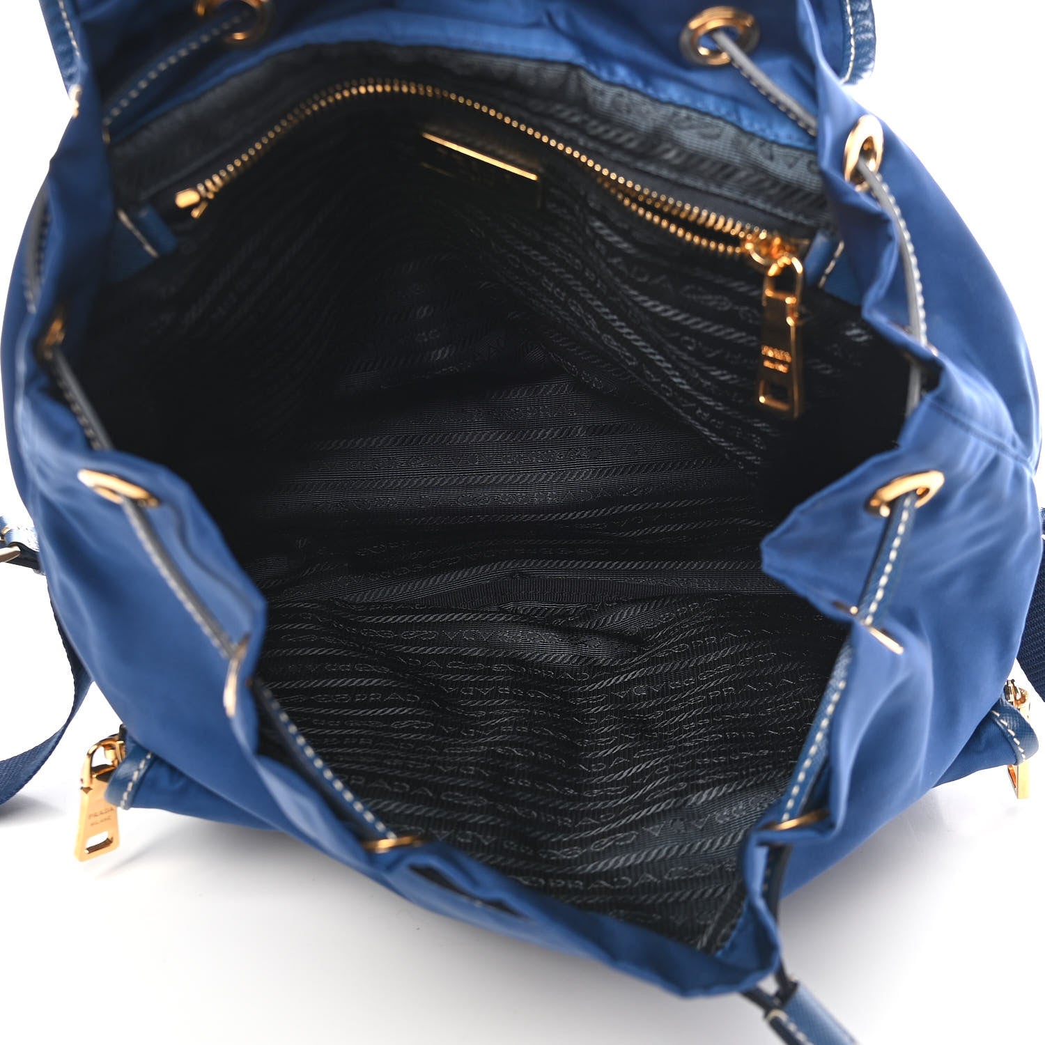 Prada Tessuto Nylon Saffiano Vela Backpack Bleuette 4 of 8