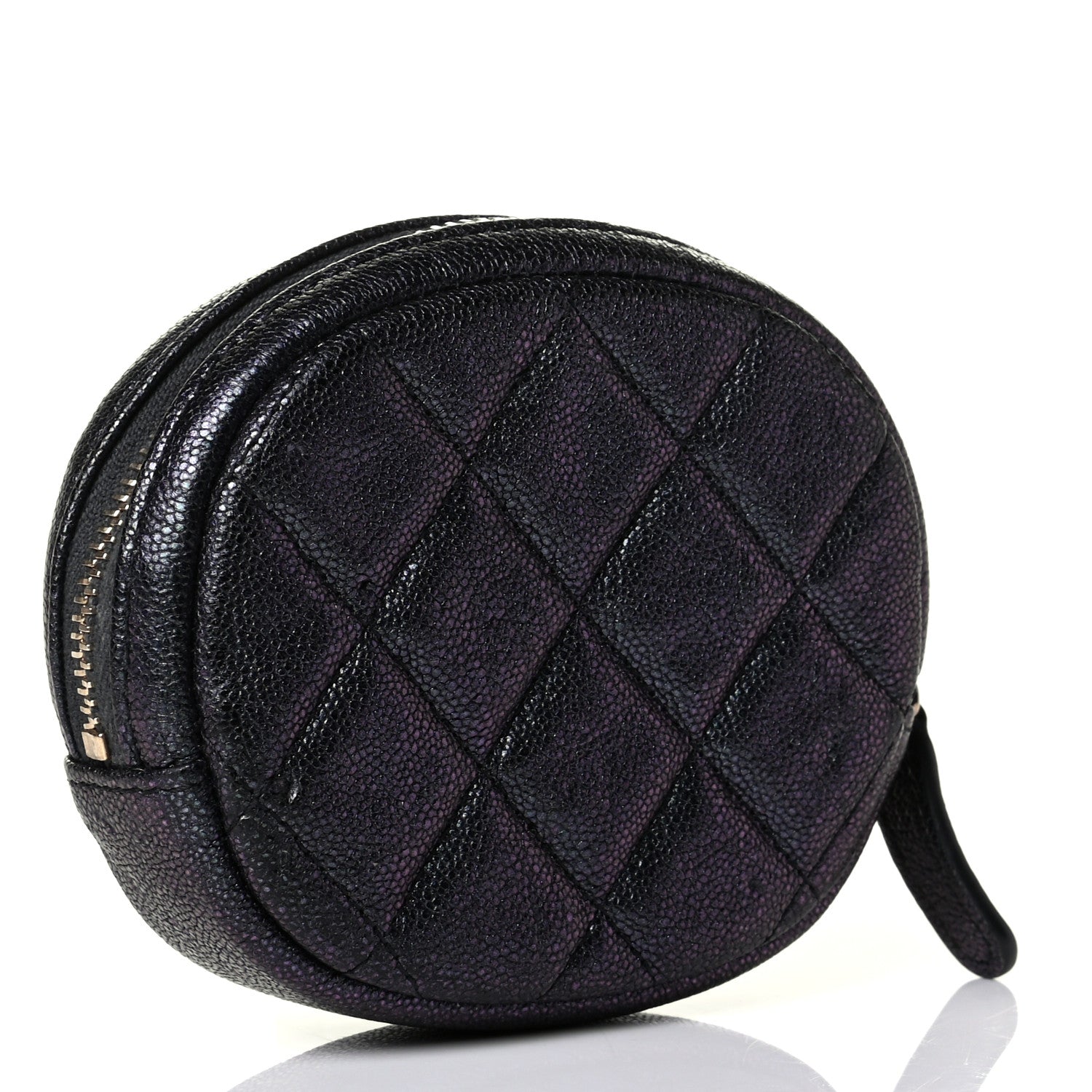 Chanel Iridescent Caviar Quilted Zip Around Classic Coin Purse Black 2 of 5