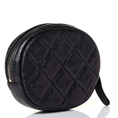 Chanel Iridescent Caviar Quilted Zip Around Classic Coin Purse Black 2 of 5