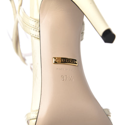 Gucci Vernice Crystal Sandals 37.5 Vintage White 7 of 10