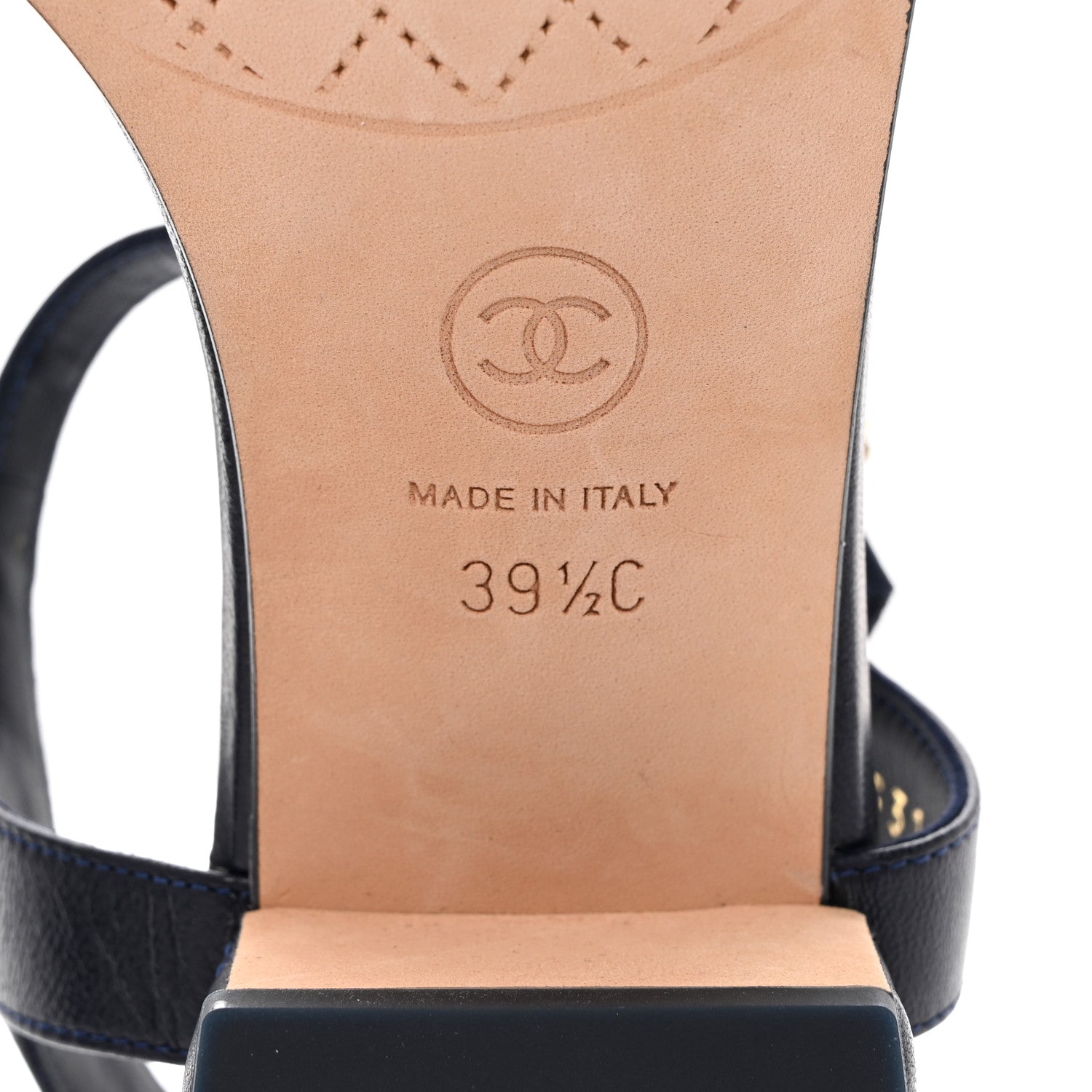 Chanel Lambskin Chain CC Logo Thong Sandals 39.5 Navy 8 of 9