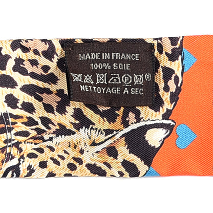 Hermes Silk Jungle Love Love Twilly Orange Bleu Brun 4 of 4