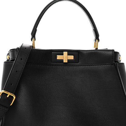 Fendi Vitello Seta Shiny Nappa Medium Peekaboo Iconic Satchel Black 8 of 10