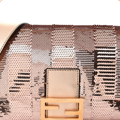 Fendi Sequin Metallic Nappa Pequin Baguette Rame 7 of 10