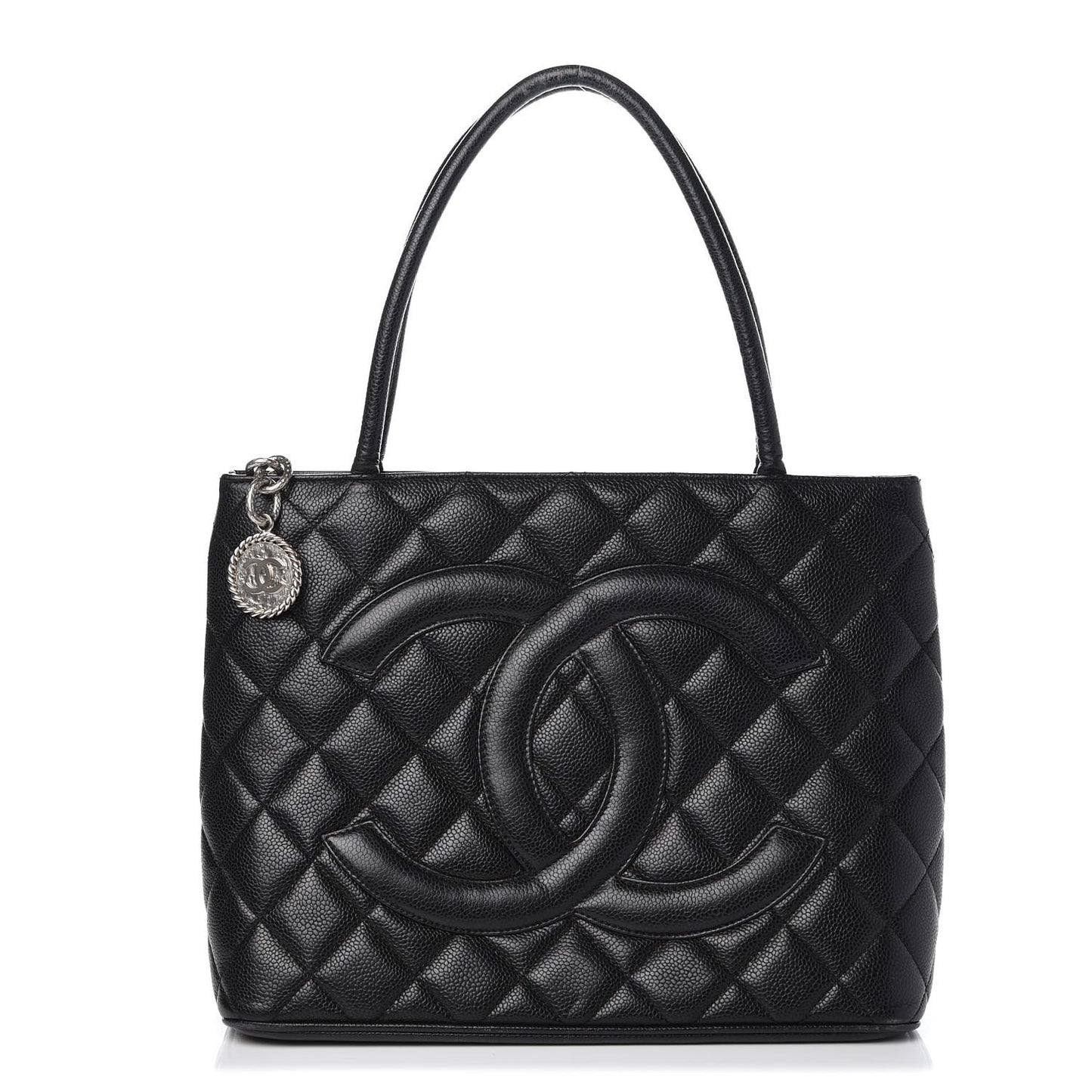 Caviar Quilted Medallion Tote Black