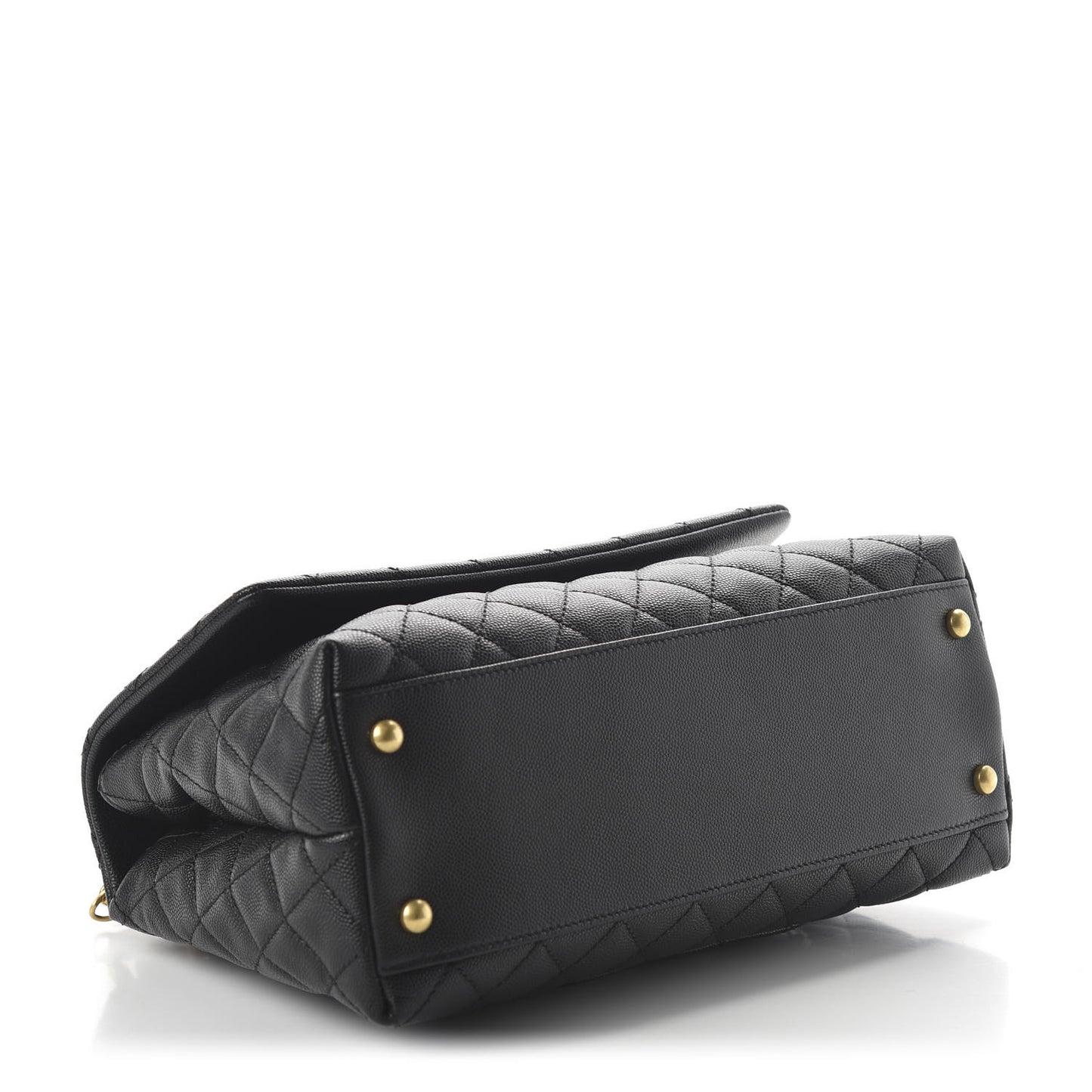 Caviar Lizard Quilted Small Coco Handle Flap Black