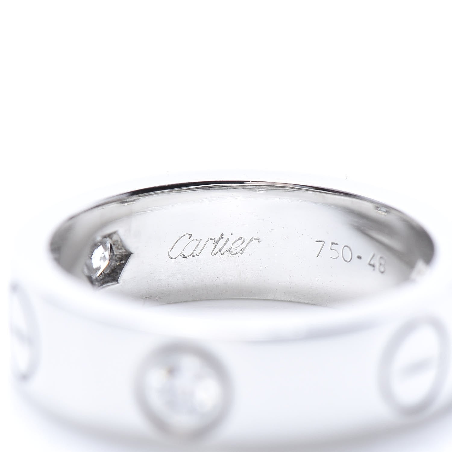 Cartier 18K White Gold 3 Diamond 5.5mm LOVE Ring 48 4.5 4 of 7