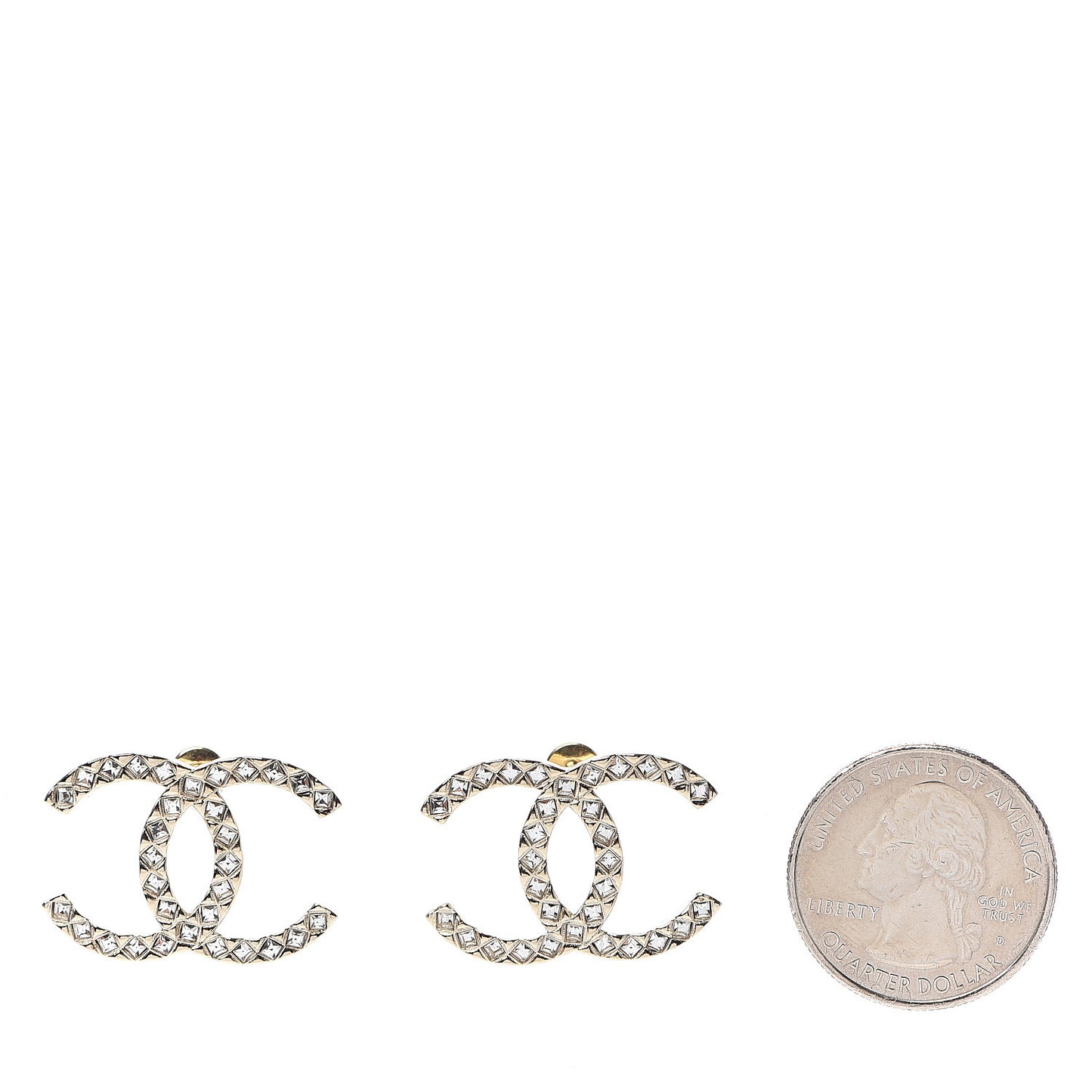 Crystal CC Large Stud Earrings Gold
